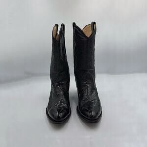 African Boots Black Leather Men's Vintage Western Cowboy Boots Sz 30